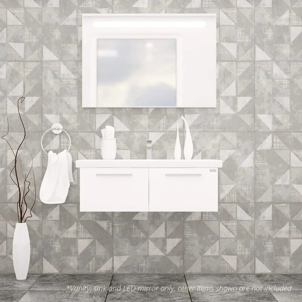Casa Mare Aspe 40" Glossy White Bathroom Vanity and Ceramic Sink Combo with LED Mirror - Aspe100GW-40