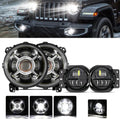 Auxbeam 9'' Round 100W LED Headlights with DRL & 4 Inch 30W LED Fog Lights with Adapter Ring for Jeep Wrangler JL 2018-2019 - GP00007533