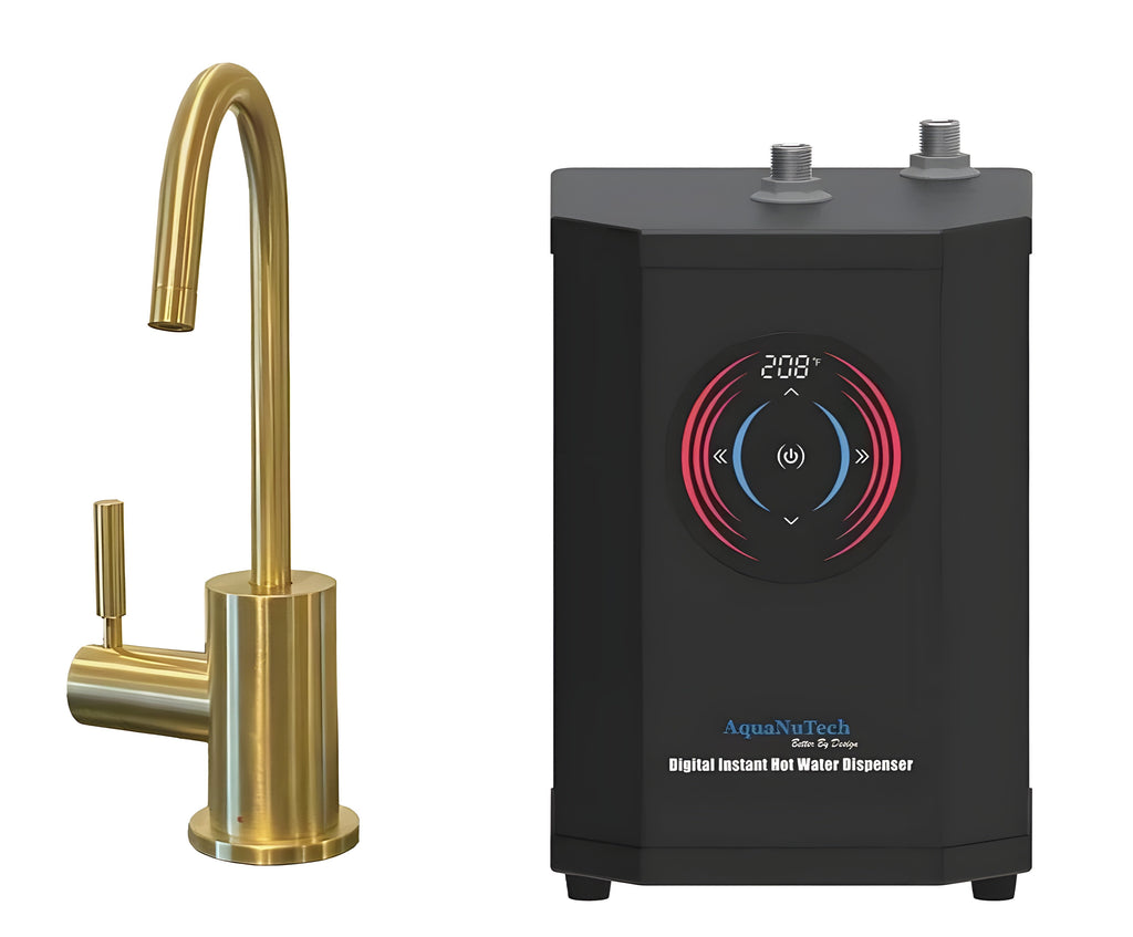 AquaNuTech Digital Instant Hot Water Dispenser with Hot Only Contemporary C-Spout Faucet New - HT-H2400-CH