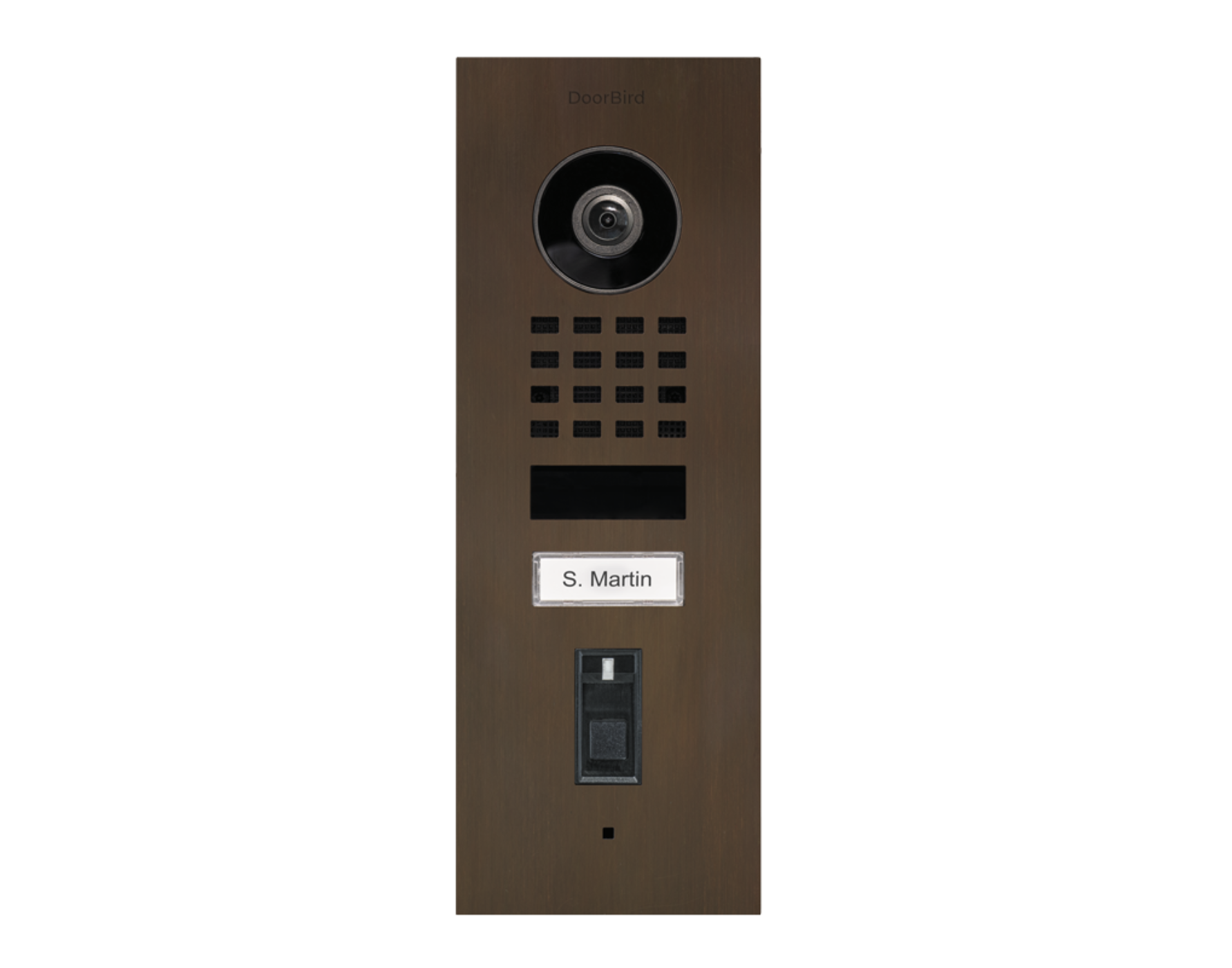 DoorBird D1101FV Fingerprint 50 Flush-Mount IP Video Door Station, 1 Call Button in Architectural Bronze - 423873513