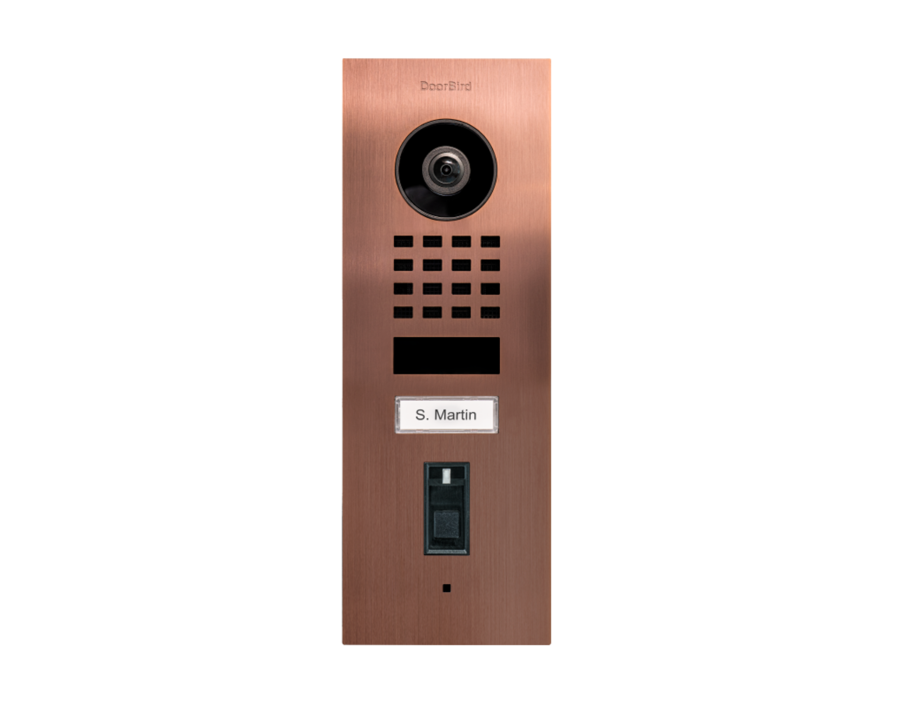 DoorBird D1101FV Fingerprint 50 Flush-Mount IP Video Door Station, 1 Call Button in Bronze - 423872196