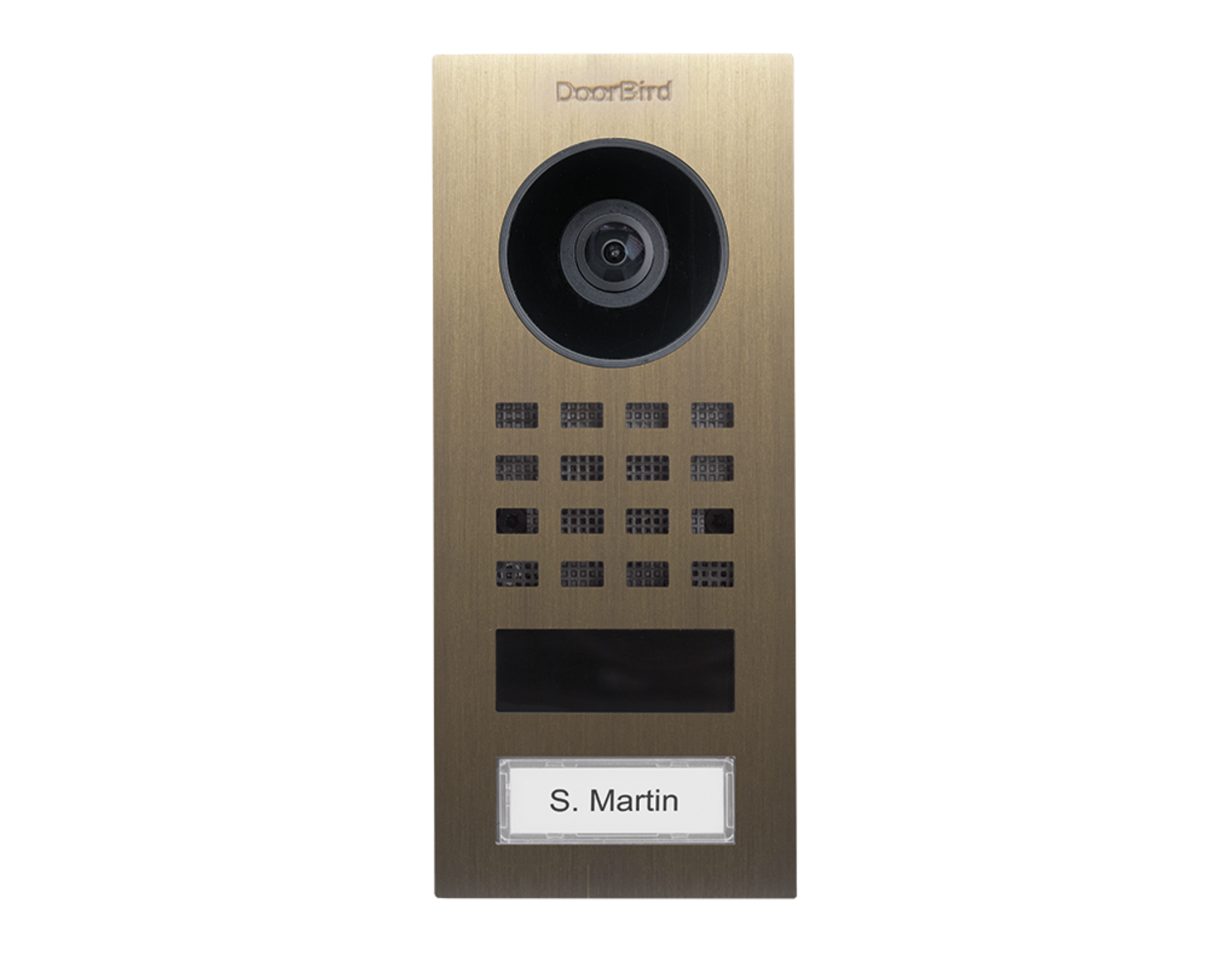 DoorBird D1101V Surface-Mount IP Video Intercom, 1 Call Button in Real Burnished Brass - 423873346