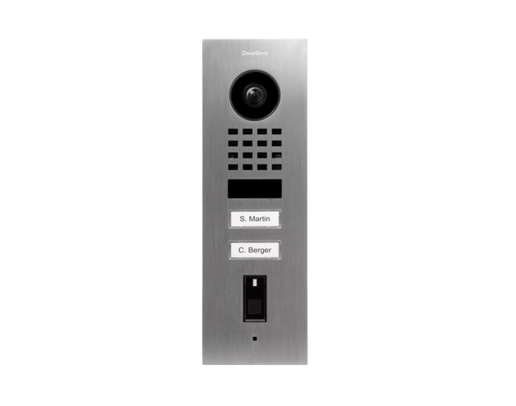 DoorBird D1102FV Fingerprint 50 Flush-Mount IP Video Door Station, 2 Call Button in  Stainless Steel V4A - 423872301