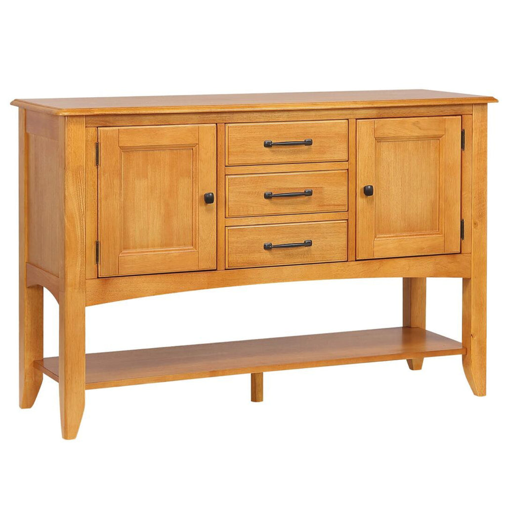 Sunset Trading Selections Sideboard with Large Display Shelf | 3 Drawers 2 Storage Cabinets | Light Oak -  DLU-1122-SB-LO