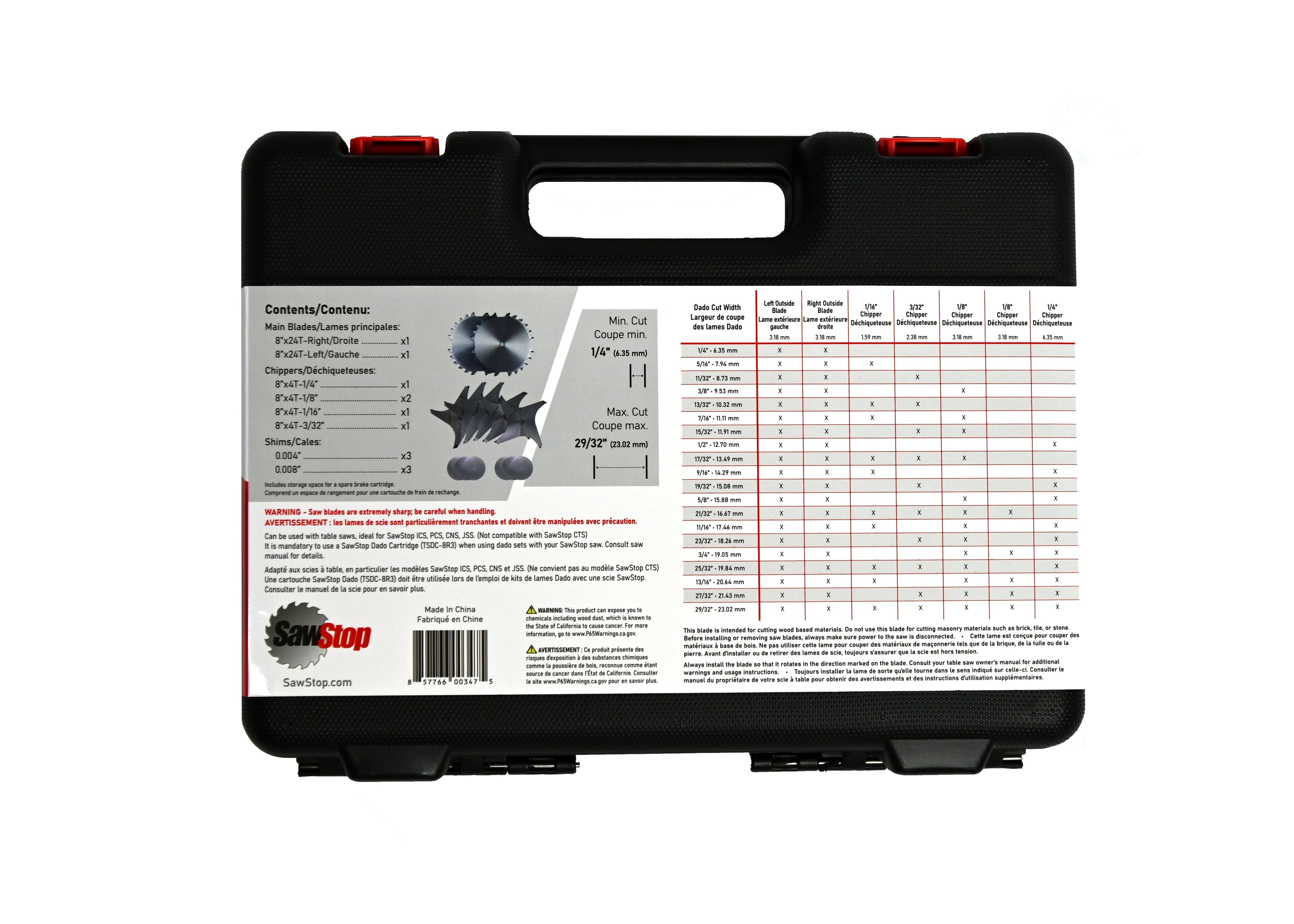 SawStop 8" Dado Set Kit - BTS-DS8-2402