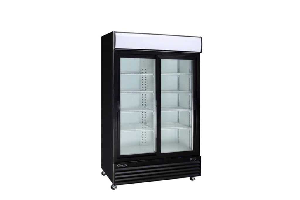 Kool-It 52" Wide 2 Slide Door Black Merchandiser Refrigerator - KSM-42