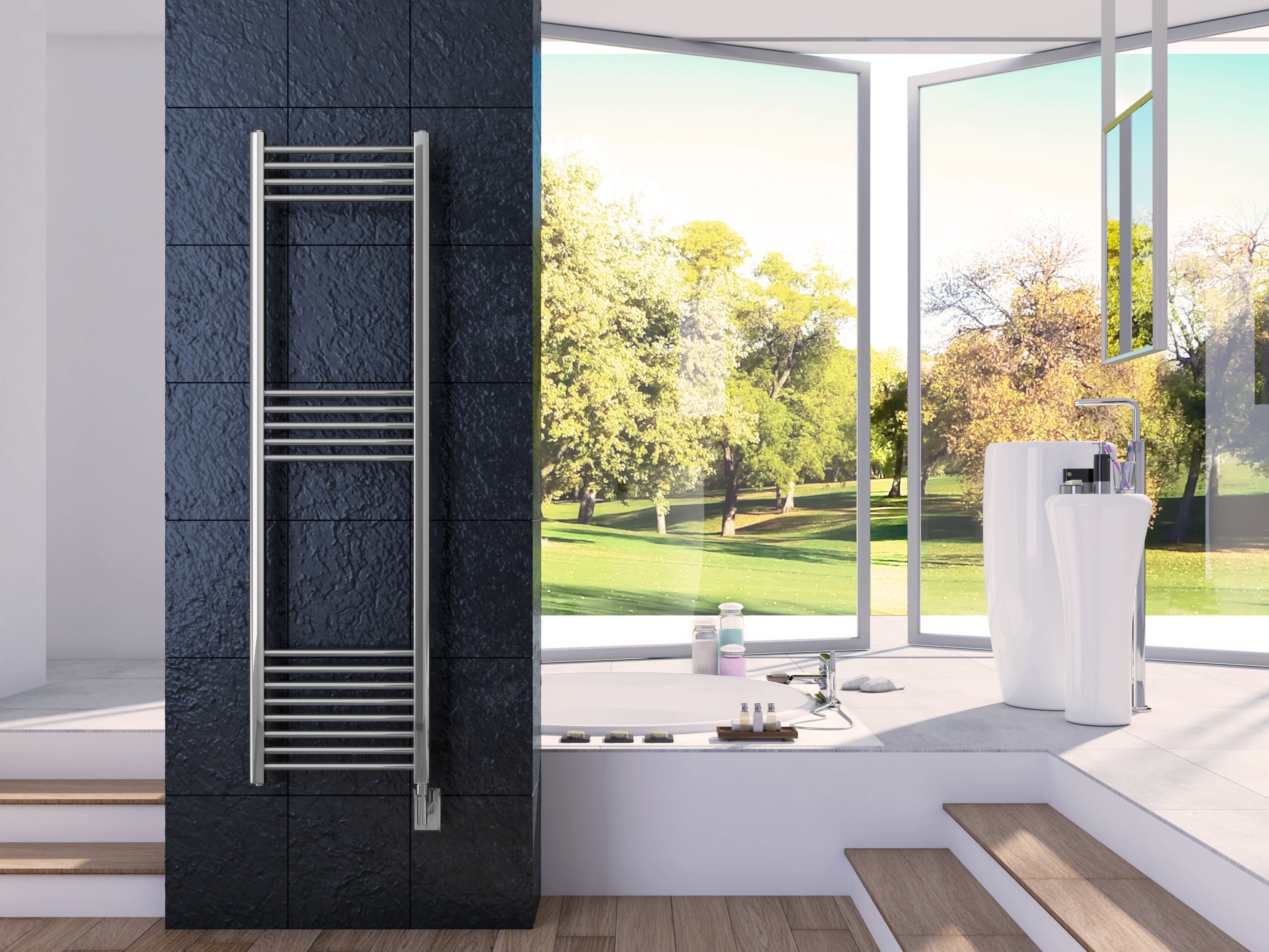 Paris Mirror Eos Wall Mounted Electric Towel Warmer in Gun Metal - EOSGMTFL17