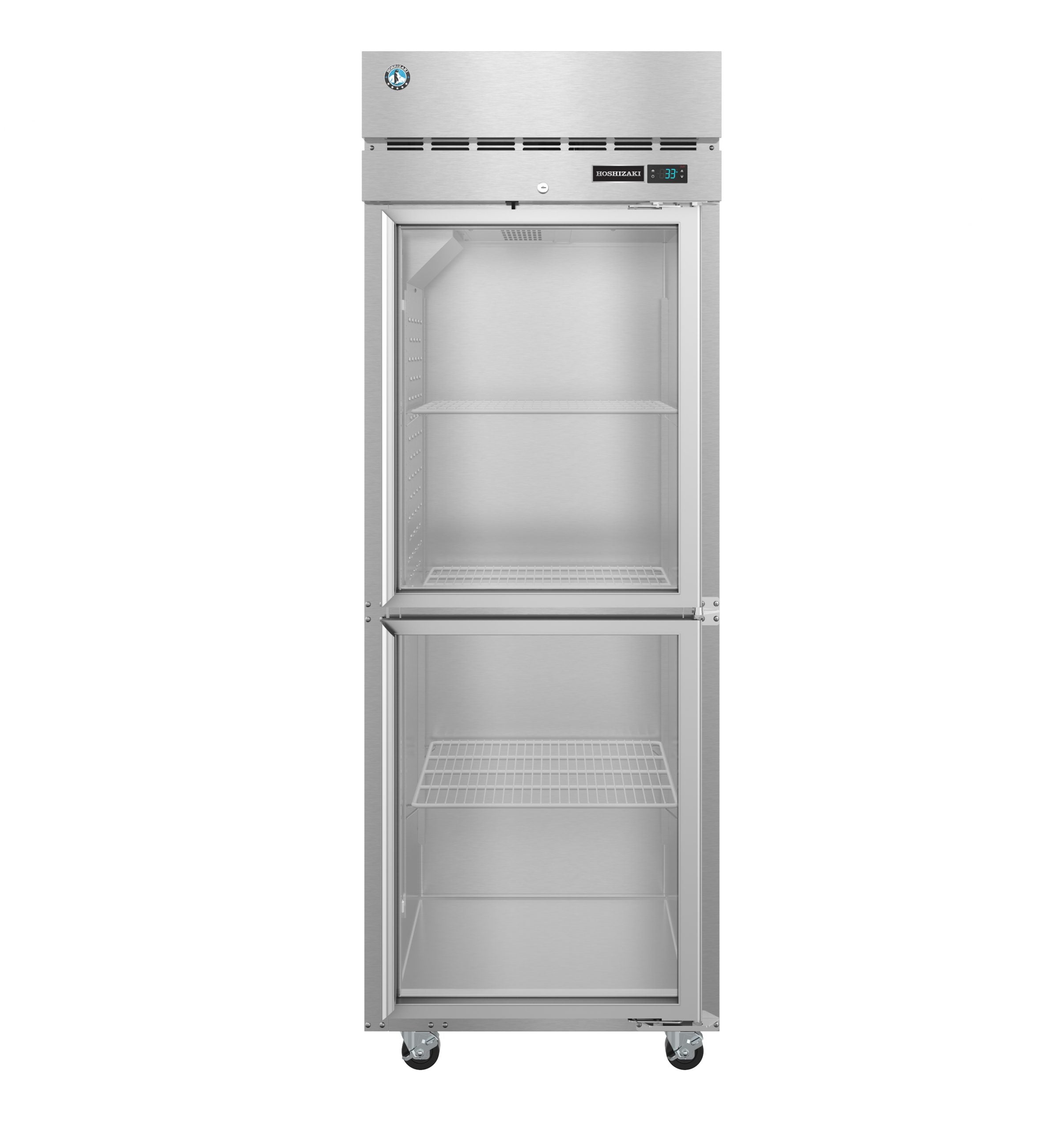 Hoshizaki F1A-HG | 28" Wide 2 Glass Door Top Mount Reach-In Freezer - F1A-HG