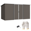Outsunny 11' x 6' Metal Storage Shed with Lockable Door for Backyard, Garden, Lawn, Light Gray - 845-680V01LG