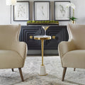 Uttermost Edifice White Marble Drink Table 25177