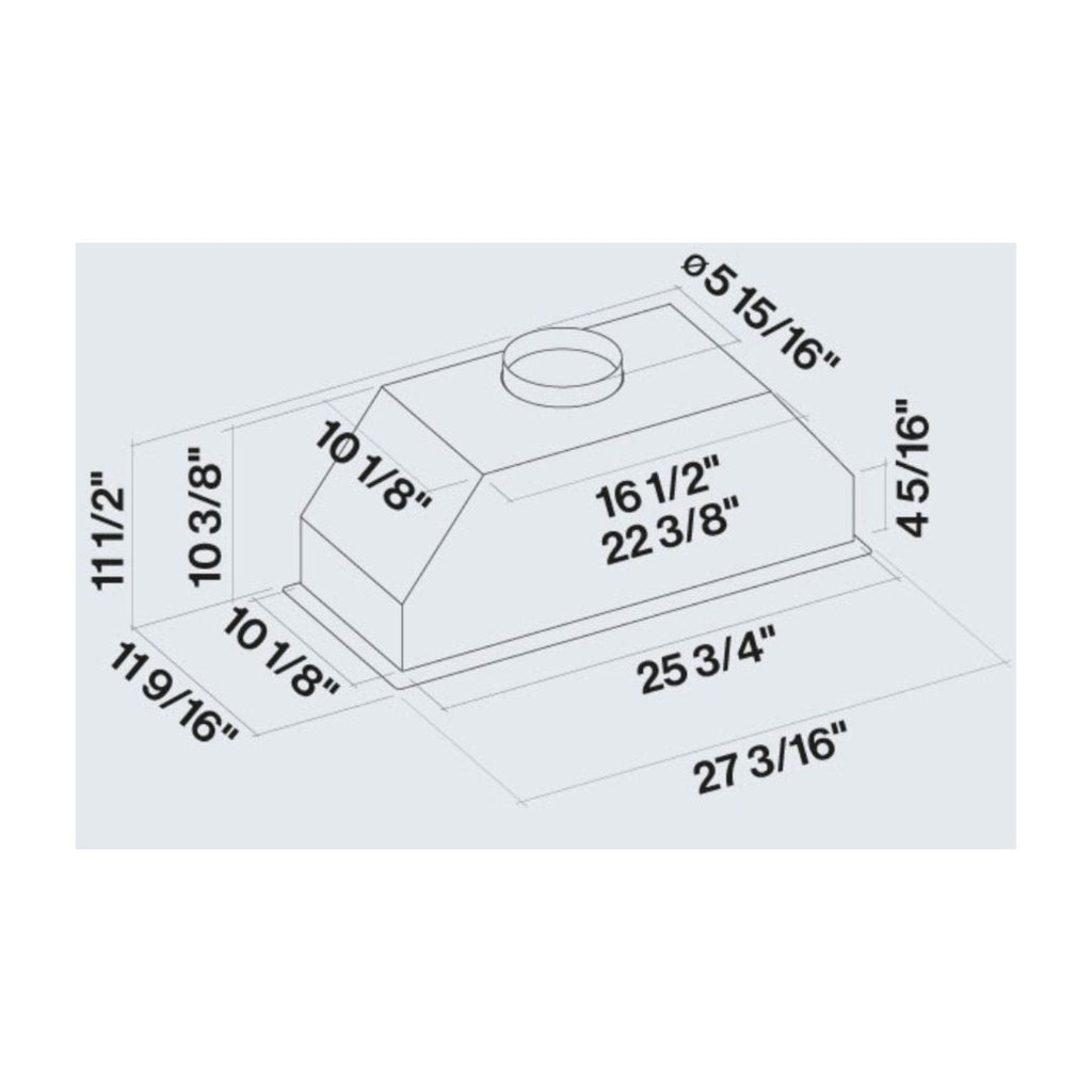 Falmec Valentina 500 Cfm Range Hood Insert in Stainless Steel with Size Options - Fival28b5ss-R