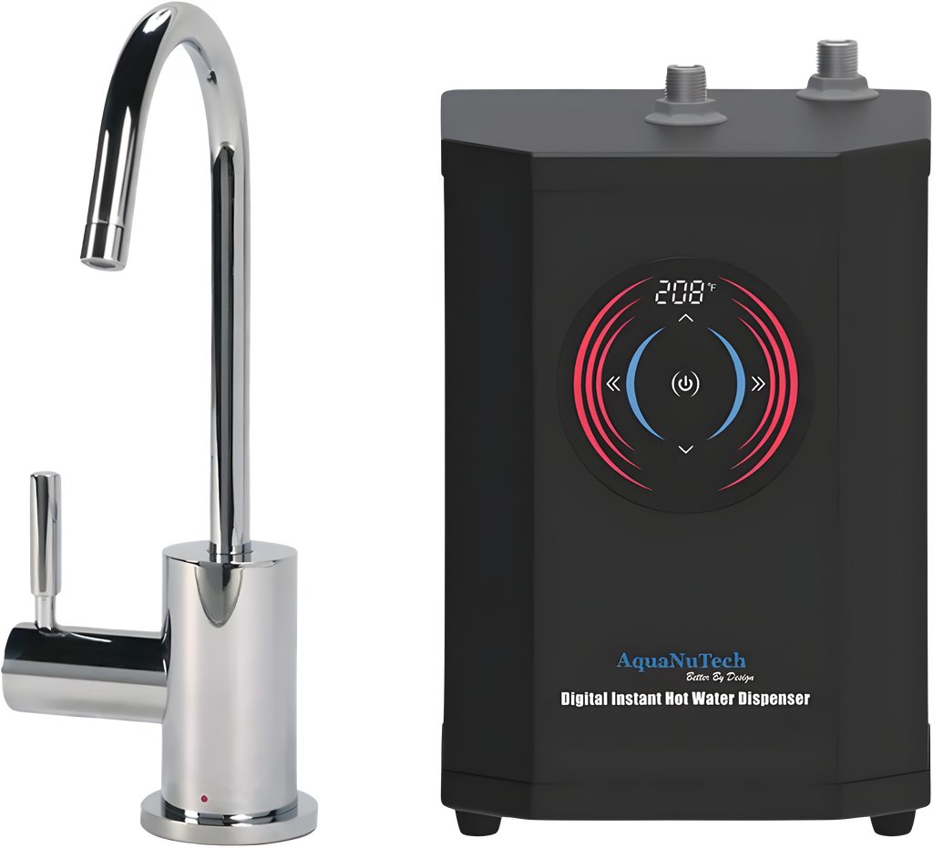 AquaNuTech Digital Instant Hot Water Dispenser with Hot Only Contemporary C-Spout Faucet New - HT-H2400-CH