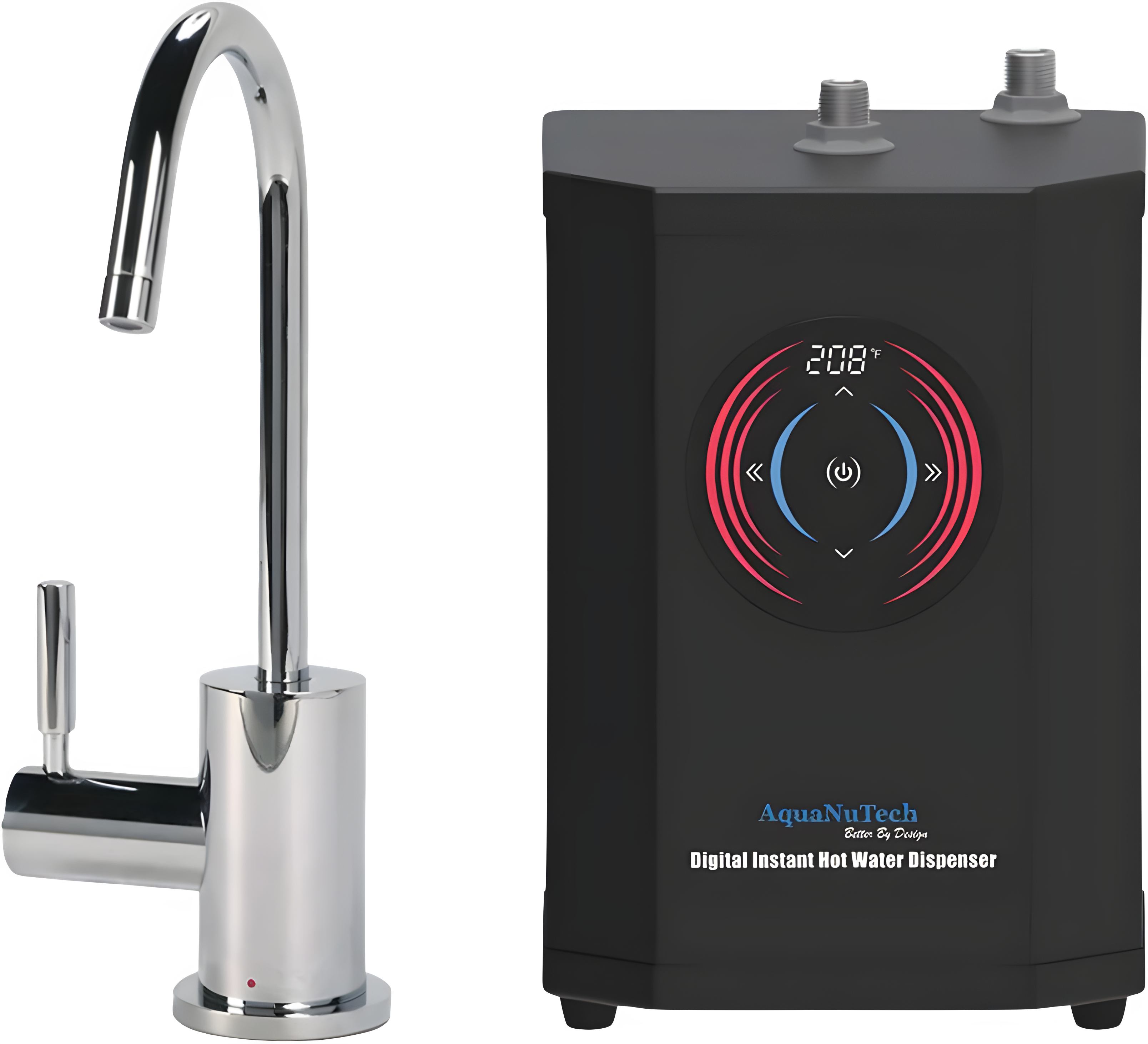 AquaNuTech Digital Instant Hot Water Dispenser with Hot Only Contemporary C-Spout Faucet New - HT-H2400-CH