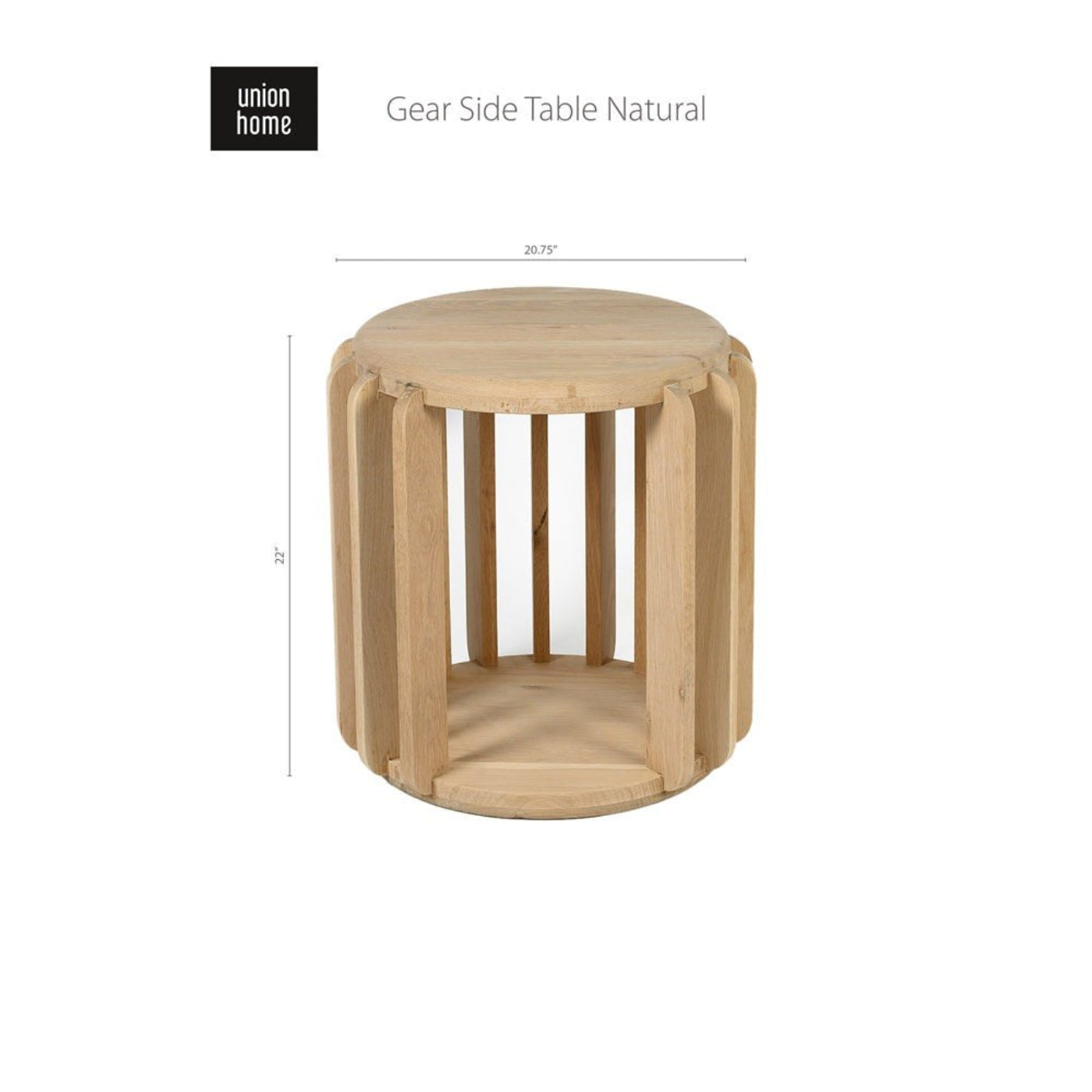 Union Home Gear Side Table – Natural -  LVR00388