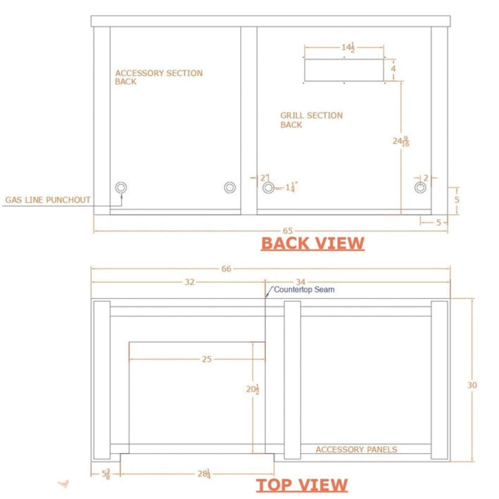 Haven Outdoor 96-Inch Outdoor Kitchen Island with Trash Center & 24-Inch Refrigerator space - HCOY96REFAB
