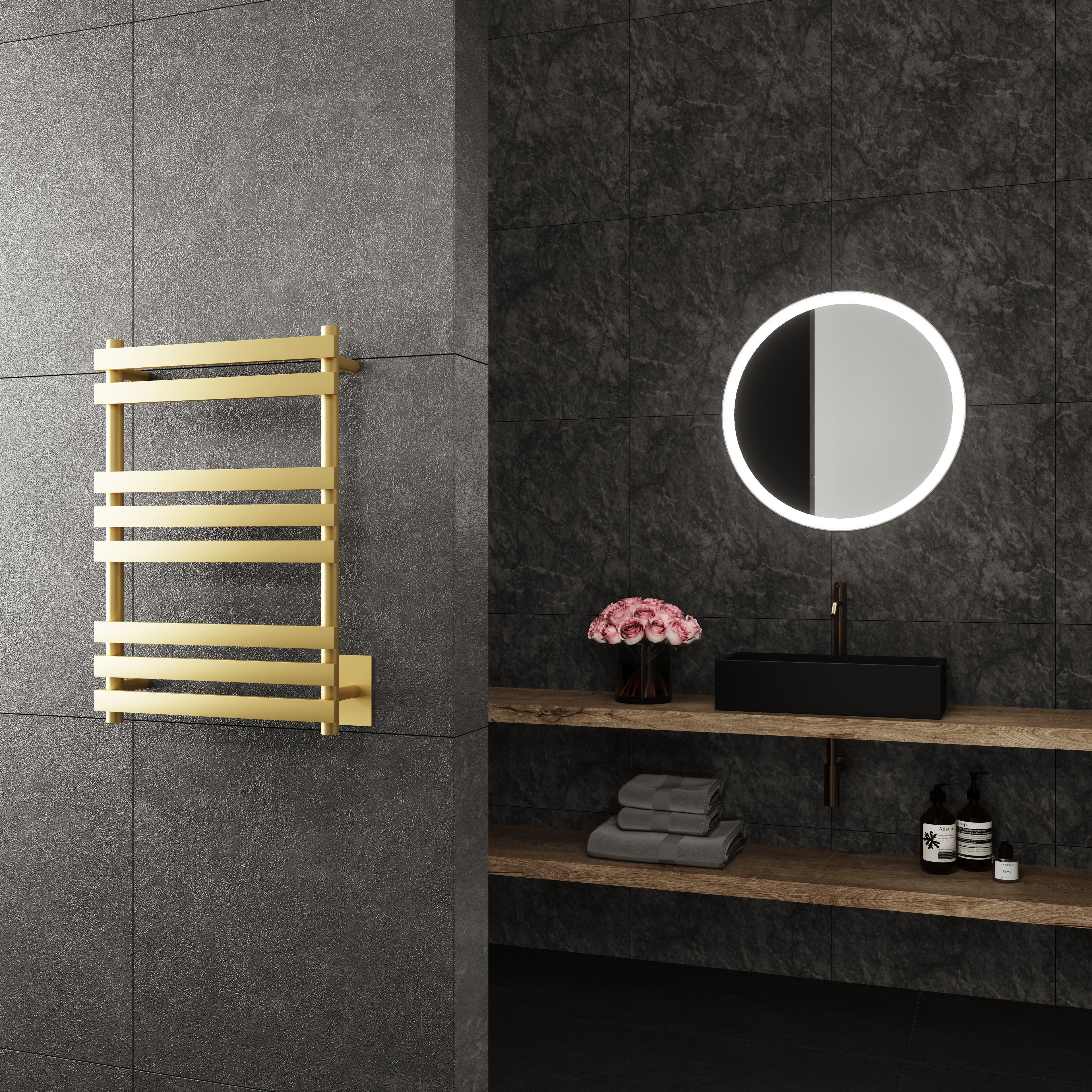 Paris MirrorHemera Wall Mounted Electric Towel Warmer in Gold - HEMGLD08