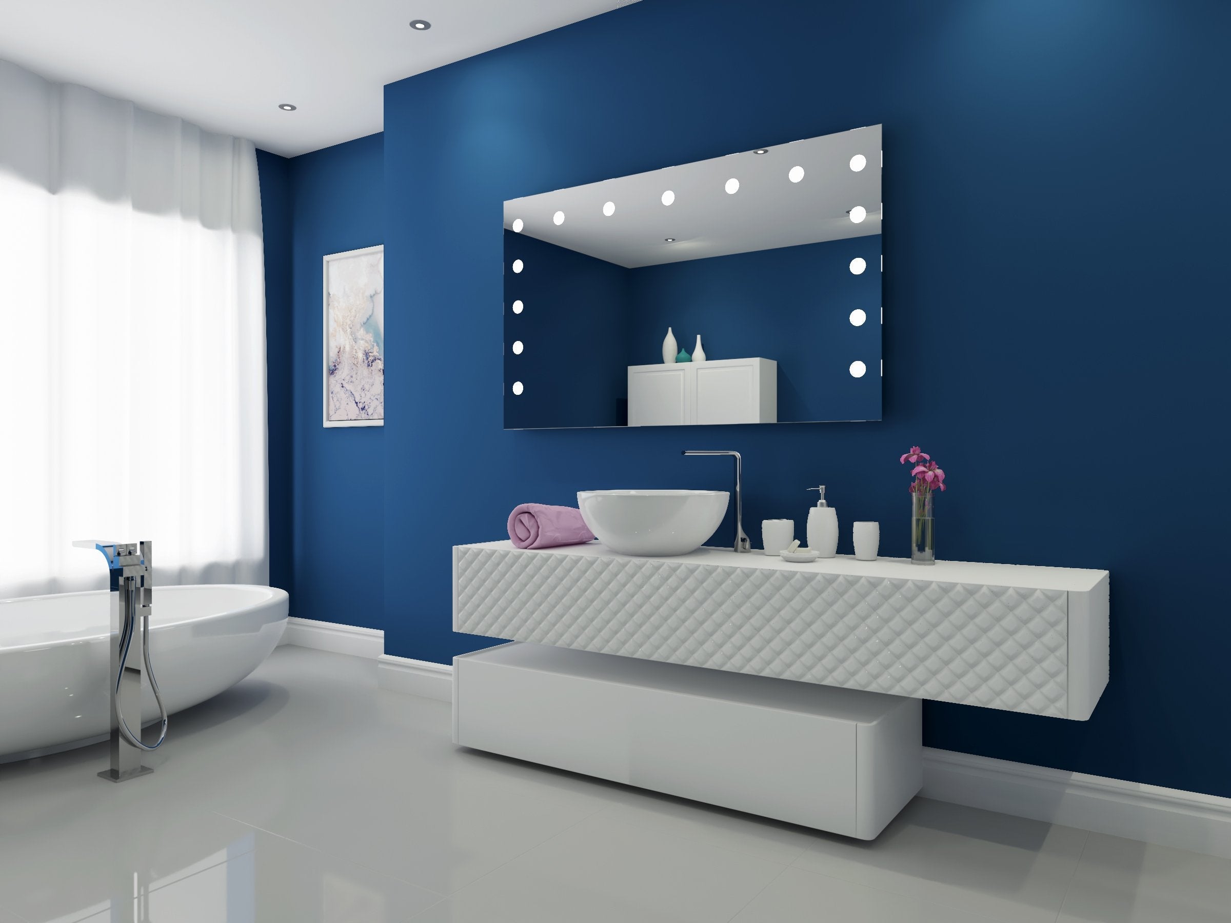 Paris Mirror 60" x 36" Rectangle Hollywood Illuminated Mirror 3000K - HOLLX60363000