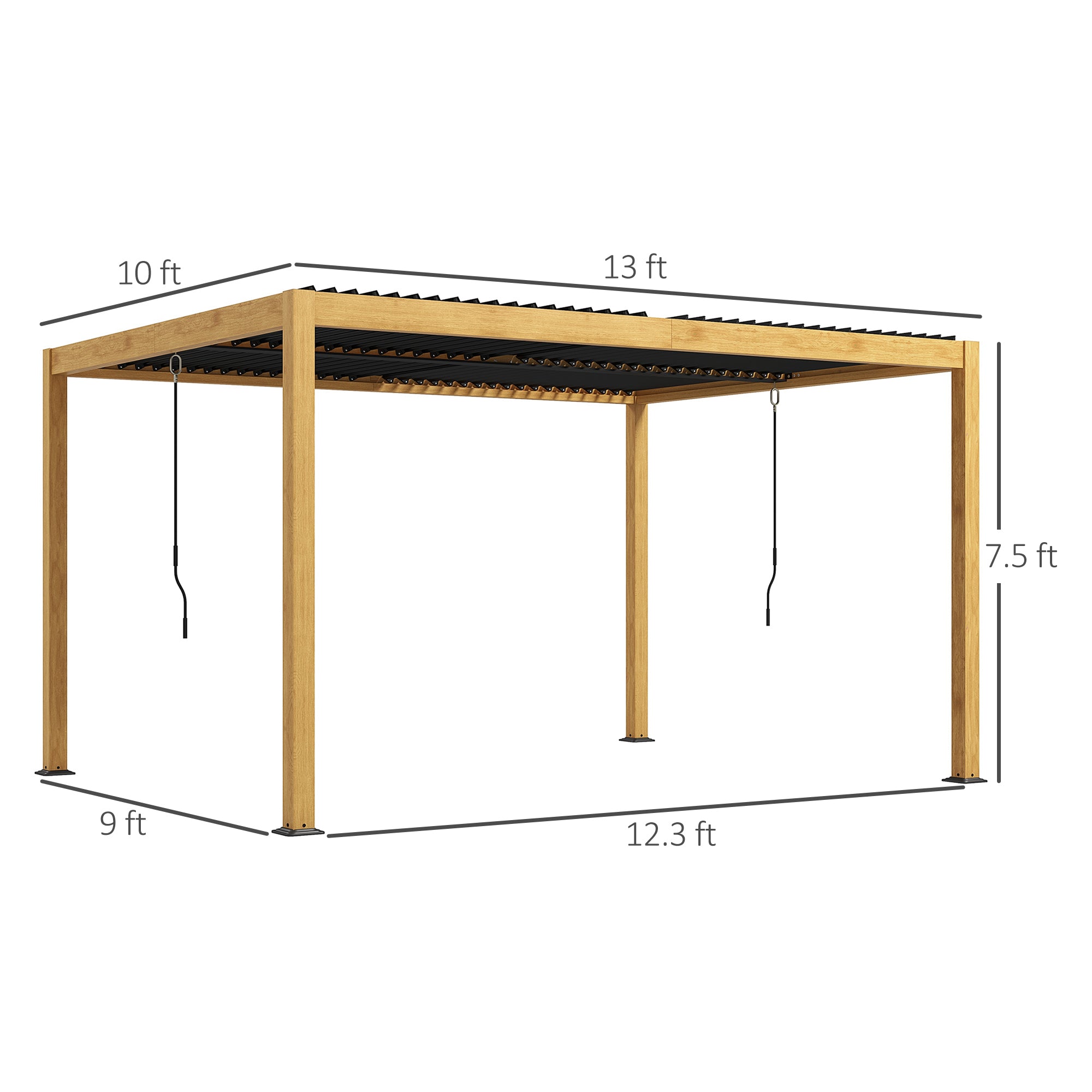 Outsunny 10' x 13' Aluminum Louvered Pergola with Adjustable Roof, Hardtop Gazebo for Outdoor Spaces, Gray - 84C-454V01ND