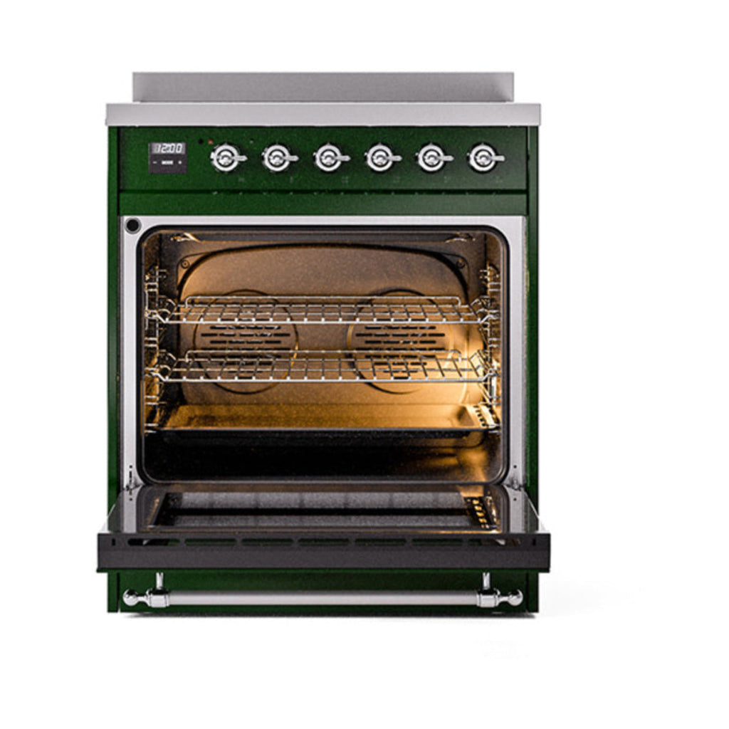 GREE ILVE 30 Inch Nostalgie II Noblesse Freestanding Induction Range with 4 Elements, Solid Door with Chrome Trim - UNI304QNMPBKC