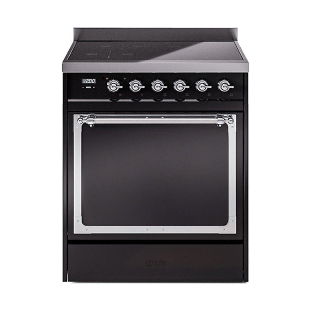 GREE ILVE 30 Inch Nostalgie II Noblesse Freestanding Induction Range with 4 Elements, Solid Door with Chrome Trim - UNI304QNMPBKC