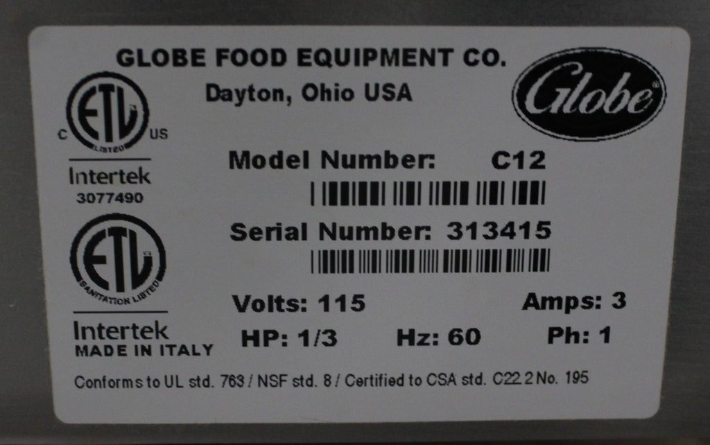Globe C1  Open Box C-Series Compact Manual Slicer NSF Certified 12" Blade (#3147) - 3147OBGLC12