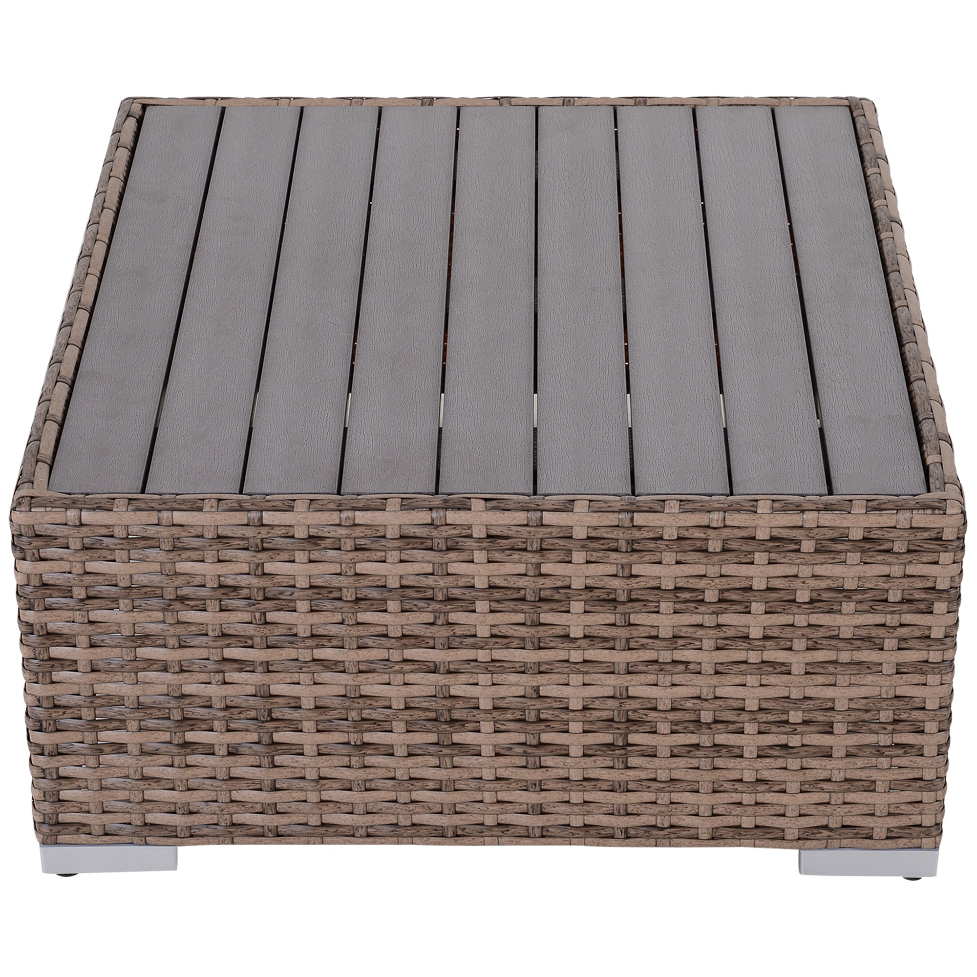 Outsunny 7-Piece Outdoor Rattan Conversation Set with Cushions and Tea Table, Gray - 860-020V03