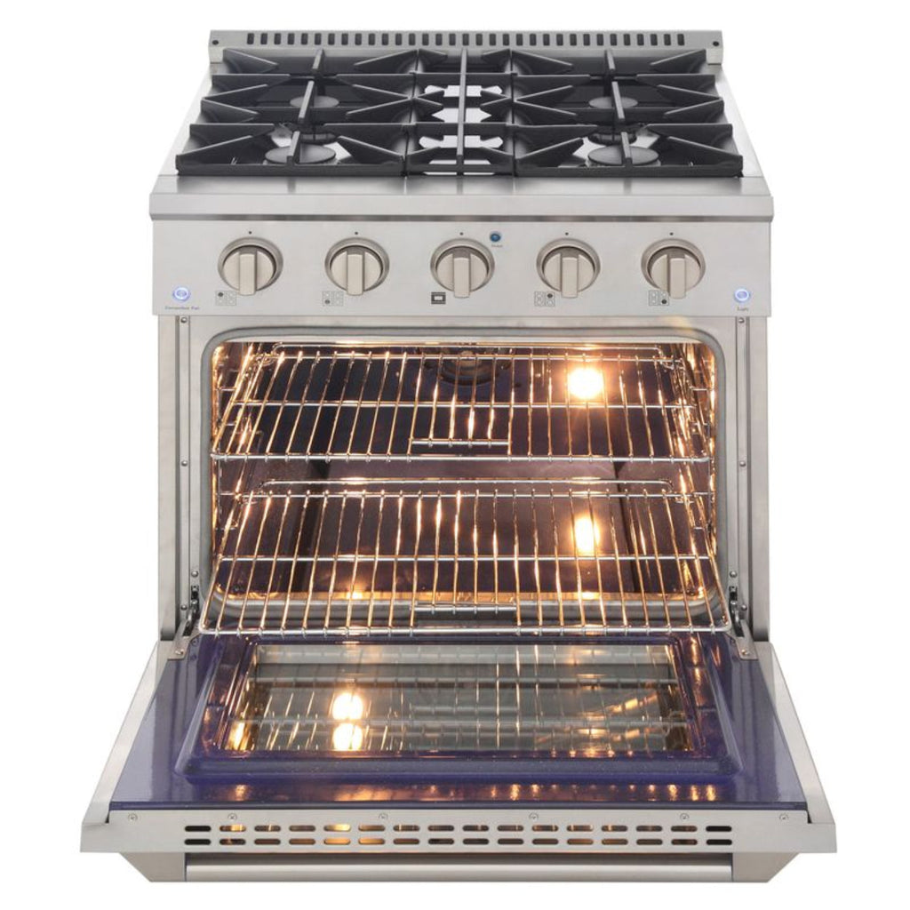 Kucht 30 Inch Pro-Style KDF Series Liquid Propane Stainless Steel Dual Fuel Range with Silver Oven Door - KDF302/LP-S