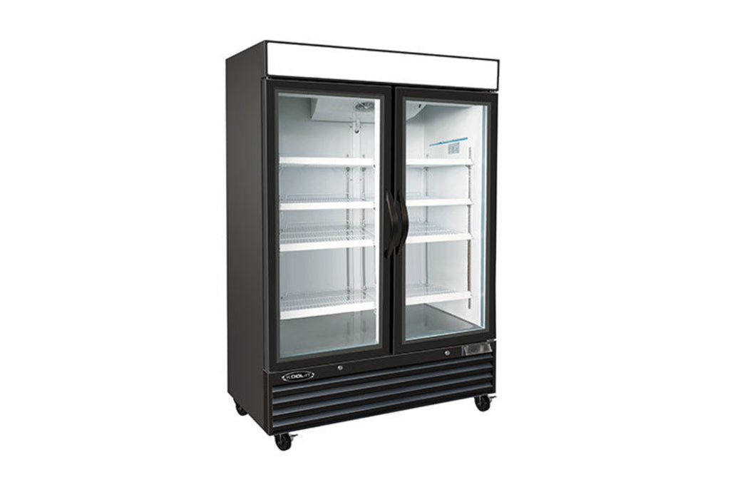 Kool-It KGF-48 | 54" Wide 2 Swing Door Black Merchandiser Freezer- KGF-48