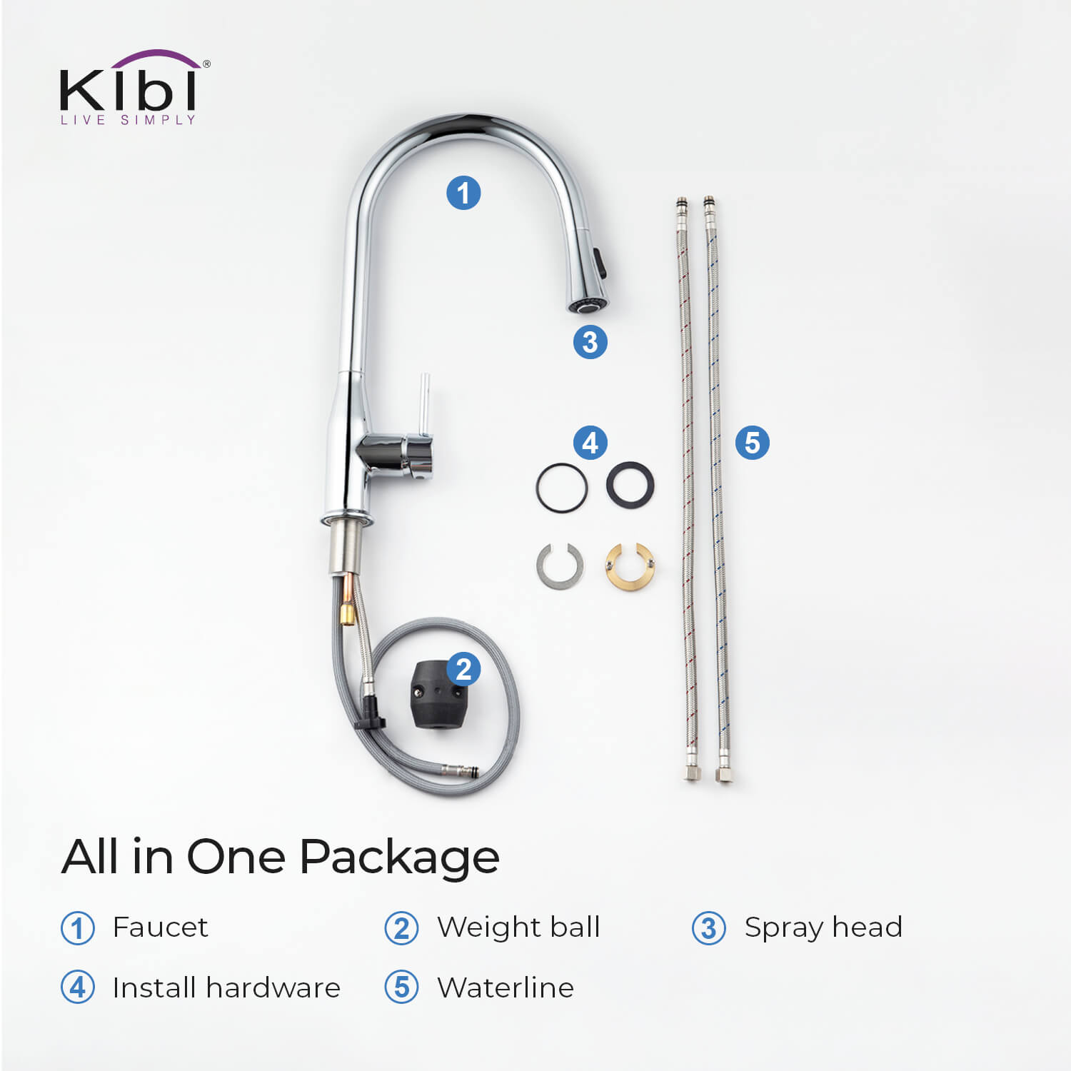 KIBI Napa Single Handle High Arc Pull Down Kitchen Faucet With Soap Dispenser in Chrome Finish - C-KKF2005CH-KSD100CH