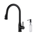 KIBI Napa Single Handle High Arc Pull Down Kitchen Faucet With Soap Dispenser in Matte Black Finish - C-KKF2005MB-KSD100MB