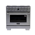 Kucht 36" 5.2 cu. ft. 6 Burner Propane Gas Dual Fuel Range in Stainless Steel with Digital -  Thermostat