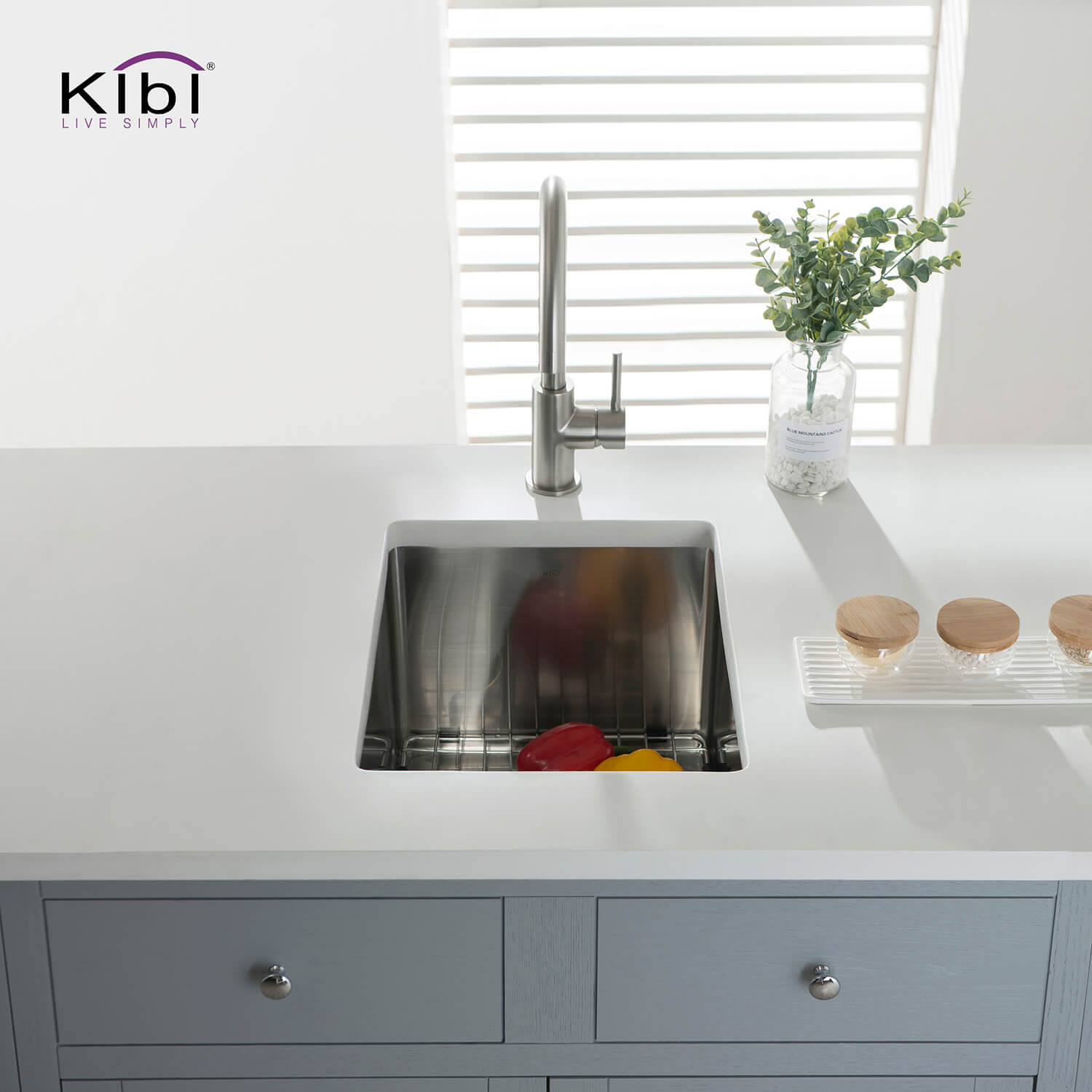 Kibi 14" x 18" x 8" Handcrafted Undermount Single Bowl Kitchen Sink With Satin Finish - K1-S14