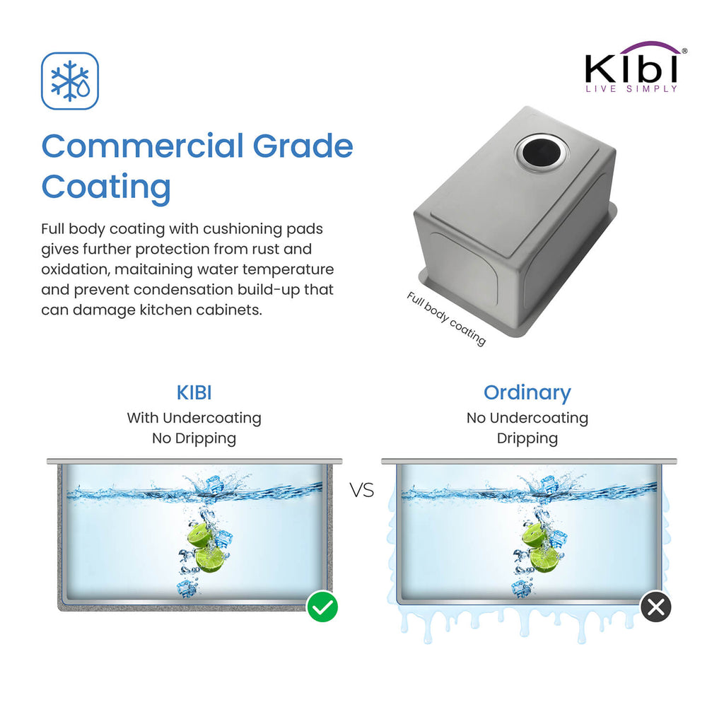 Kibi 14" x 18" x 8" Handcrafted Undermount Single Bowl Kitchen Sink With Satin Finish - K1-S14