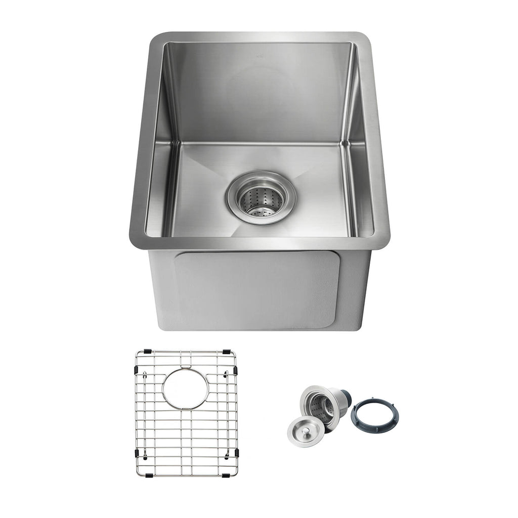 Kibi 14" x 18" x 8" Handcrafted Undermount Single Bowl Kitchen Sink With Satin Finish - K1-S14