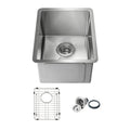 Kibi 14" x 18" x 8" Handcrafted Undermount Single Bowl Kitchen Sink With Satin Finish - K1-S14