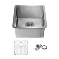 Kibi 16" x 16" x 8" Handcrafted Undermount Single Bowl Kitchen Sink With Satin Finish - K1-S16