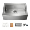 Kibi 30" x 22" x 10" Single Bowl Farmhouse Apron Kitchen Sink With Satin Finish - K1-SF30T