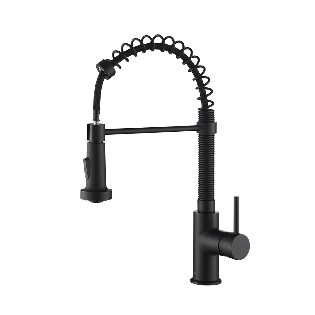 Kibi Aurora Single Handle High Arc Pull Down Kitchen Faucet In Matte Black Finish - KKF2003MB