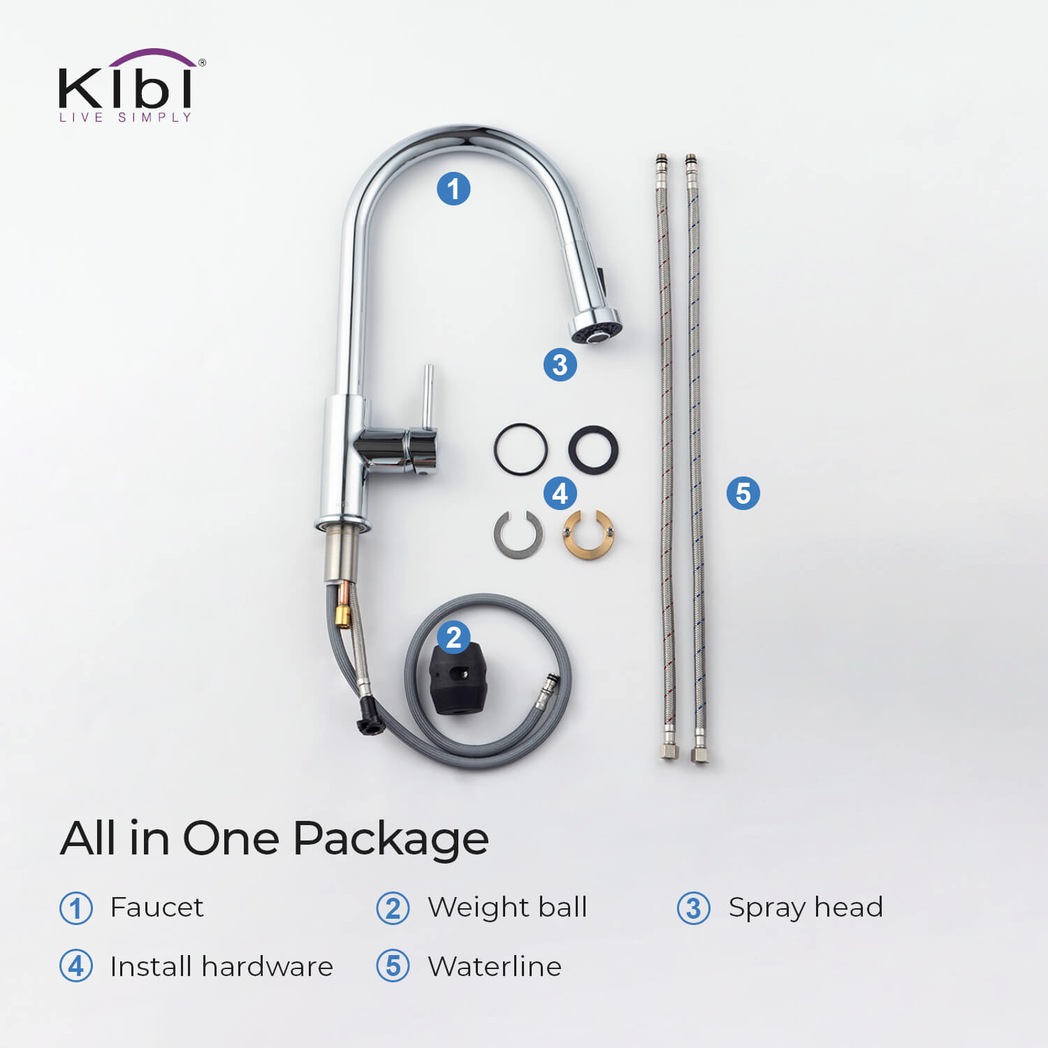 Kibi Casa Single Handle High Arc Pull Down Kitchen Faucet in Chrome Finish - KKF2002CH