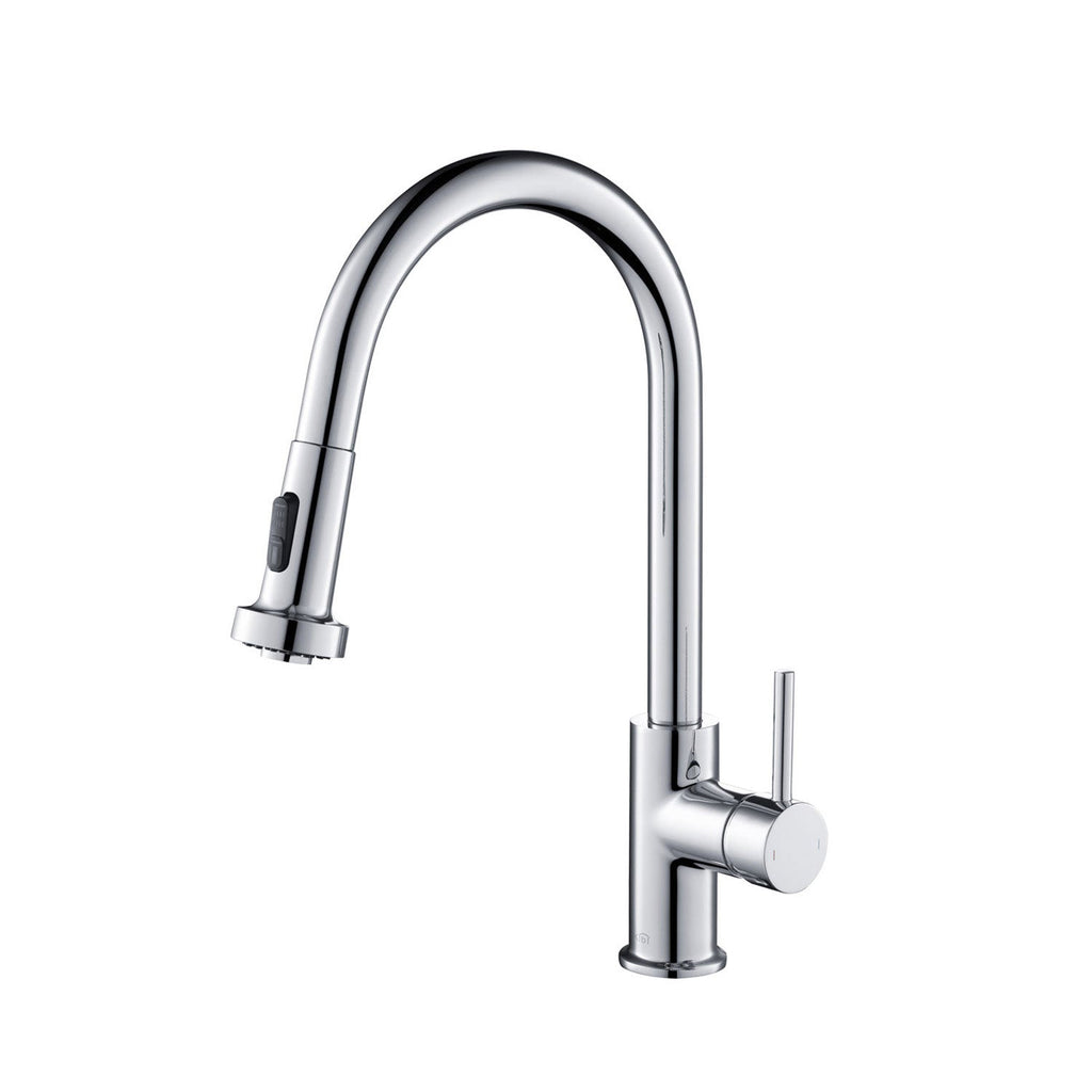 Kibi Casa Single Handle High Arc Pull Down Kitchen Faucet in Chrome Finish - KKF2002CH
