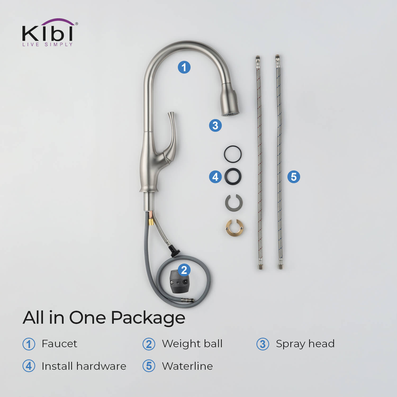 Kibi Cedar Single Handle High Arc Pull Down Kitchen Faucet With Soap Dispenser in Brushed Nickel Finish - C-KKF2010BN-KSD101BN