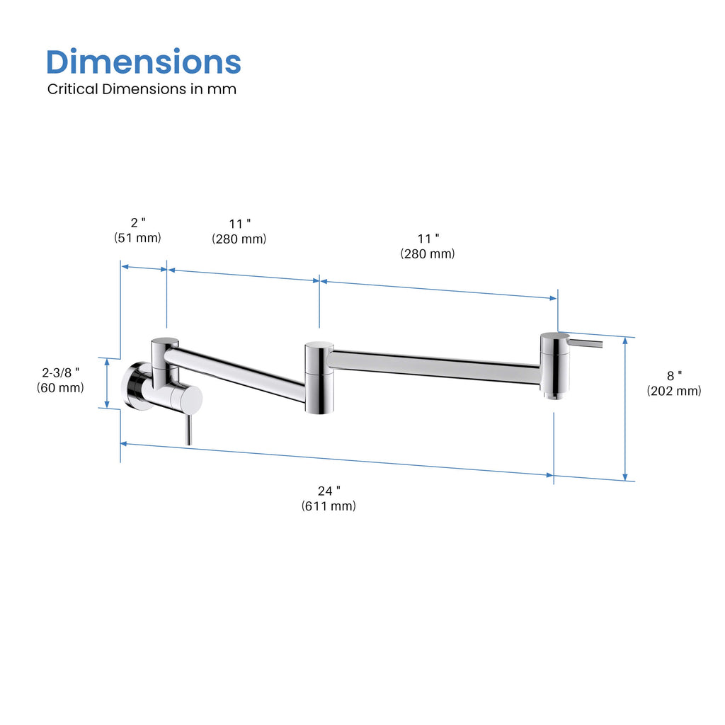 Kibi Circular Kitchen Pot Filler In Chrome Finish - KPF601CH
