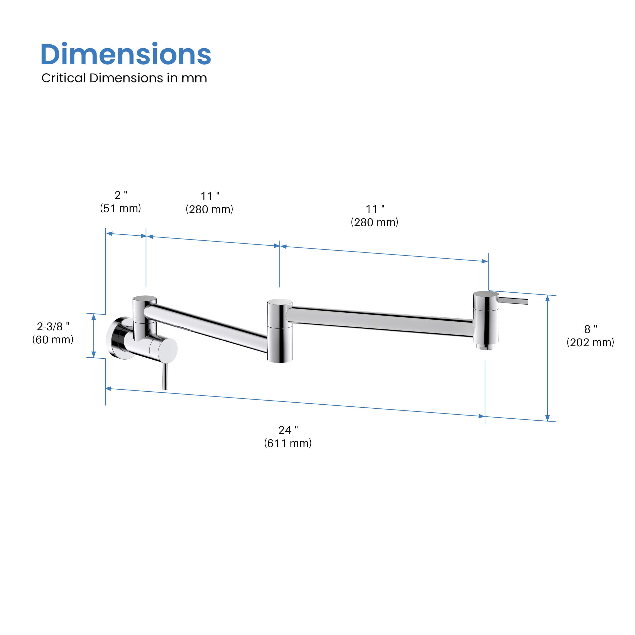 Kibi Circular Kitchen Pot Filler In Chrome Finish - KPF601CH