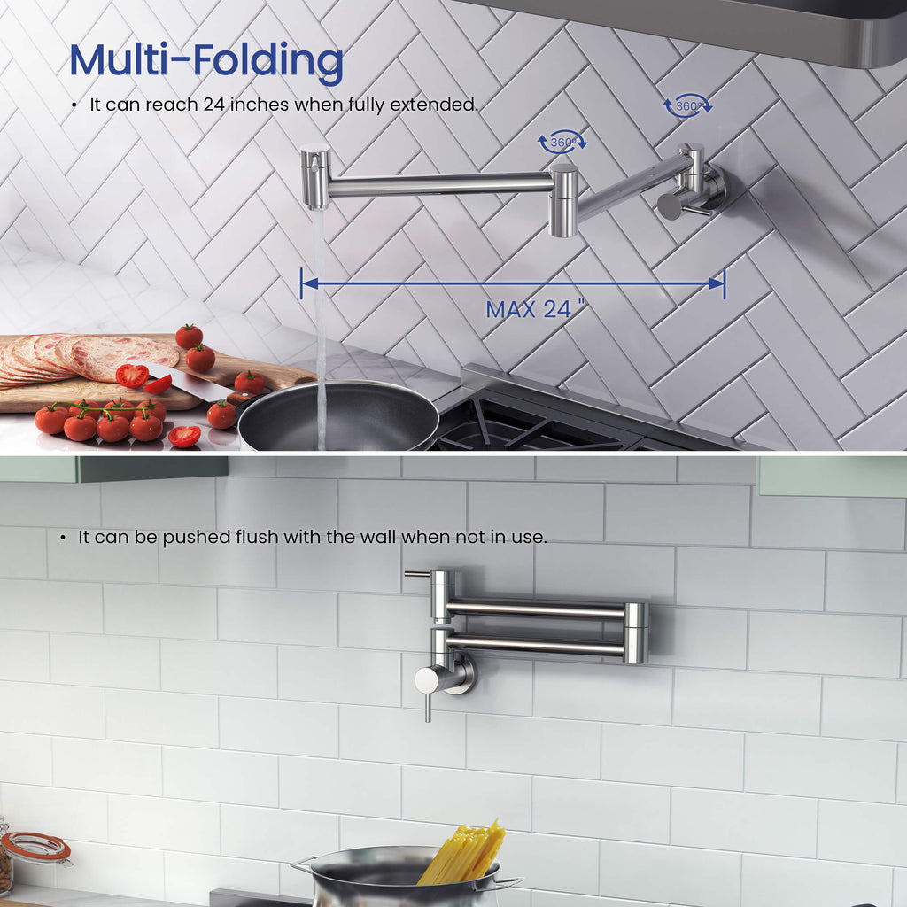 Kibi Circular Kitchen Pot Filler In Chrome Finish - KPF601CH