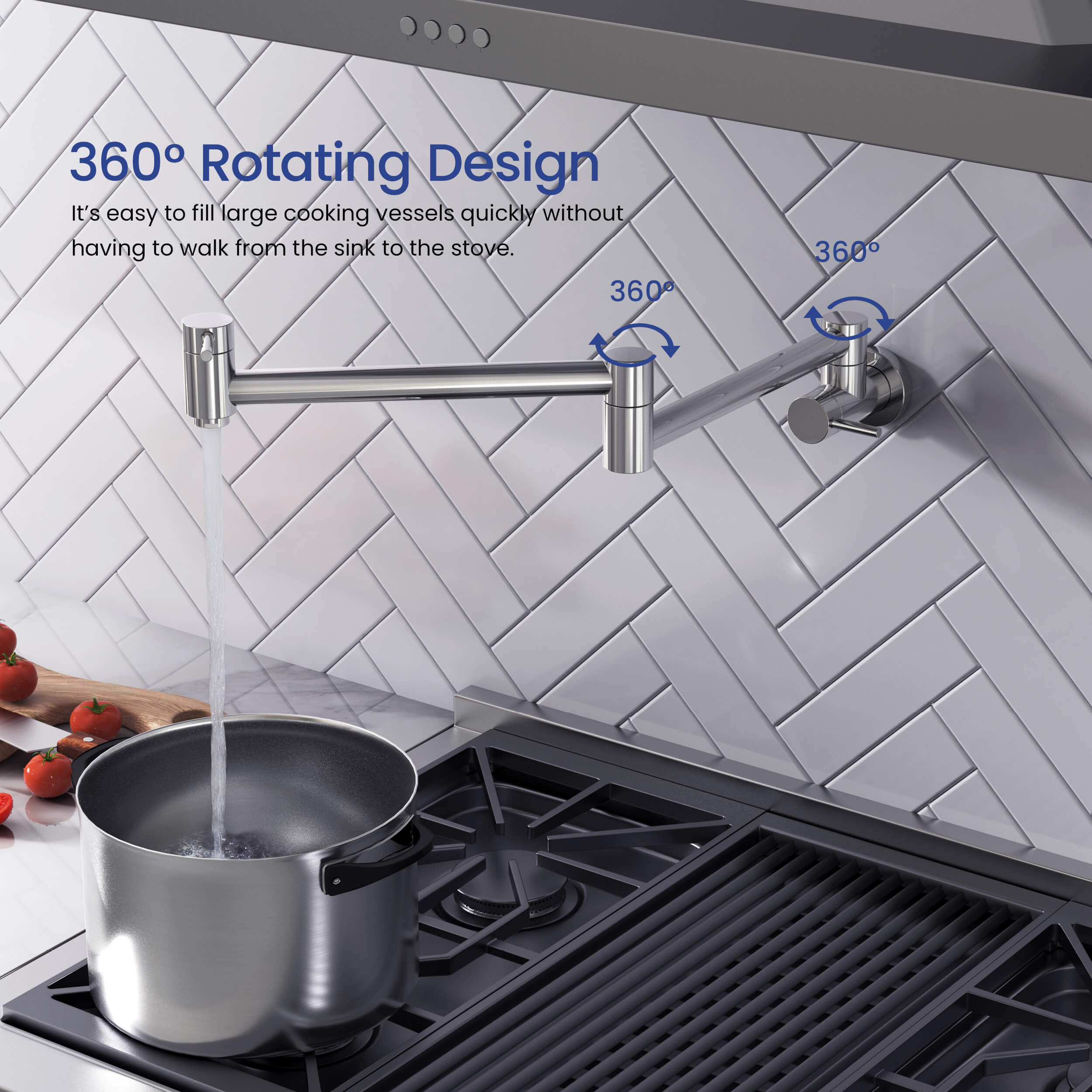 Kibi Circular Kitchen Pot Filler In Chrome Finish - KPF601CH