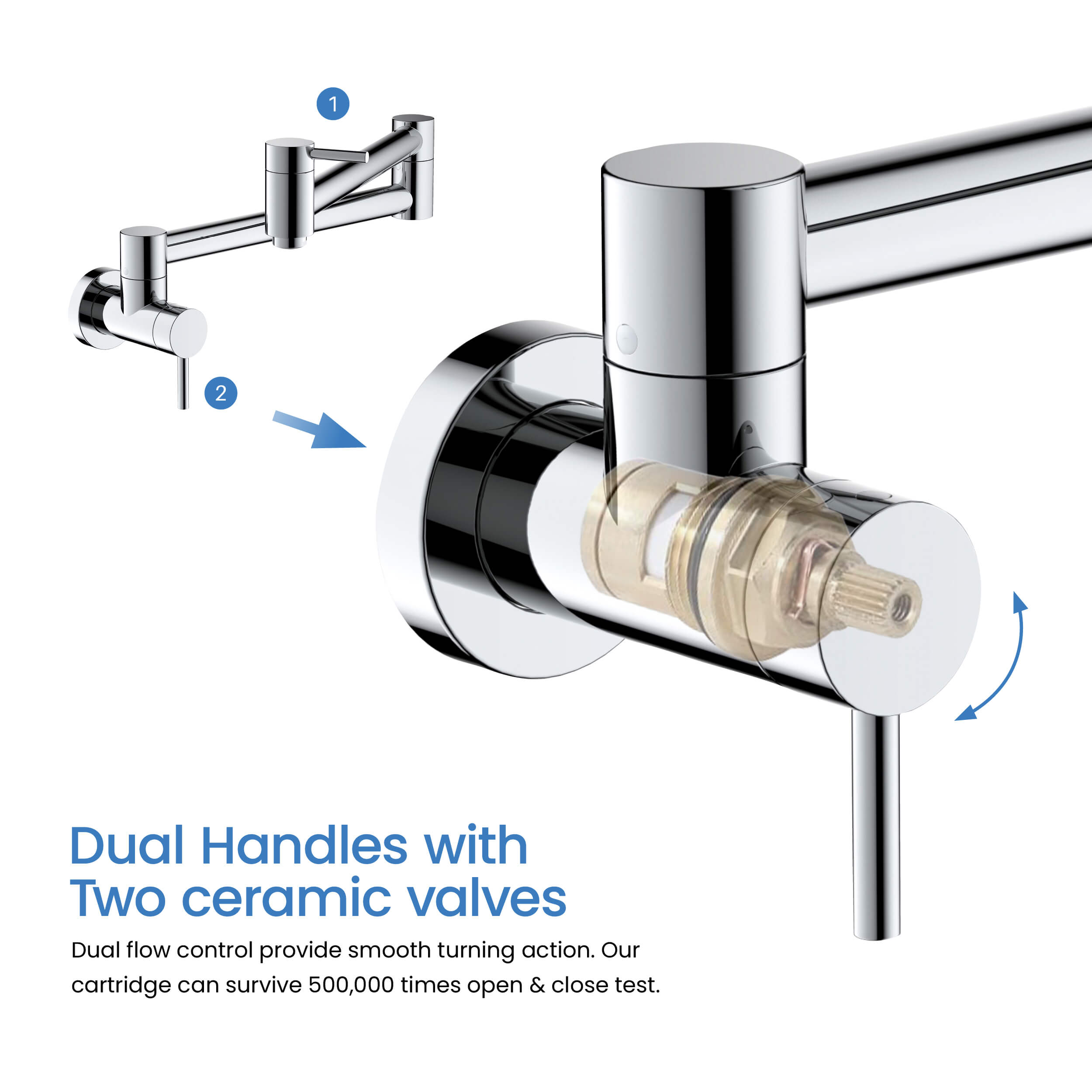 Kibi Circular Kitchen Pot Filler In Chrome Finish - KPF601CH