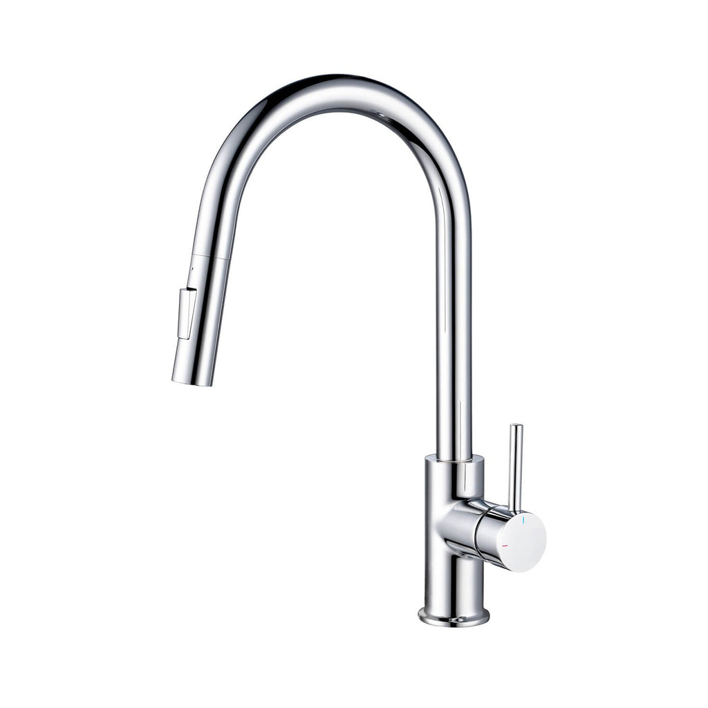 Kibi Circular Single Handle Pull Down Kitchen Faucet in Chrome Finish - KKF2013CH