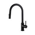 Kibi Circular Single Handle Pull Down Kitchen Faucet in Matte Black Finish - KKF2013MB