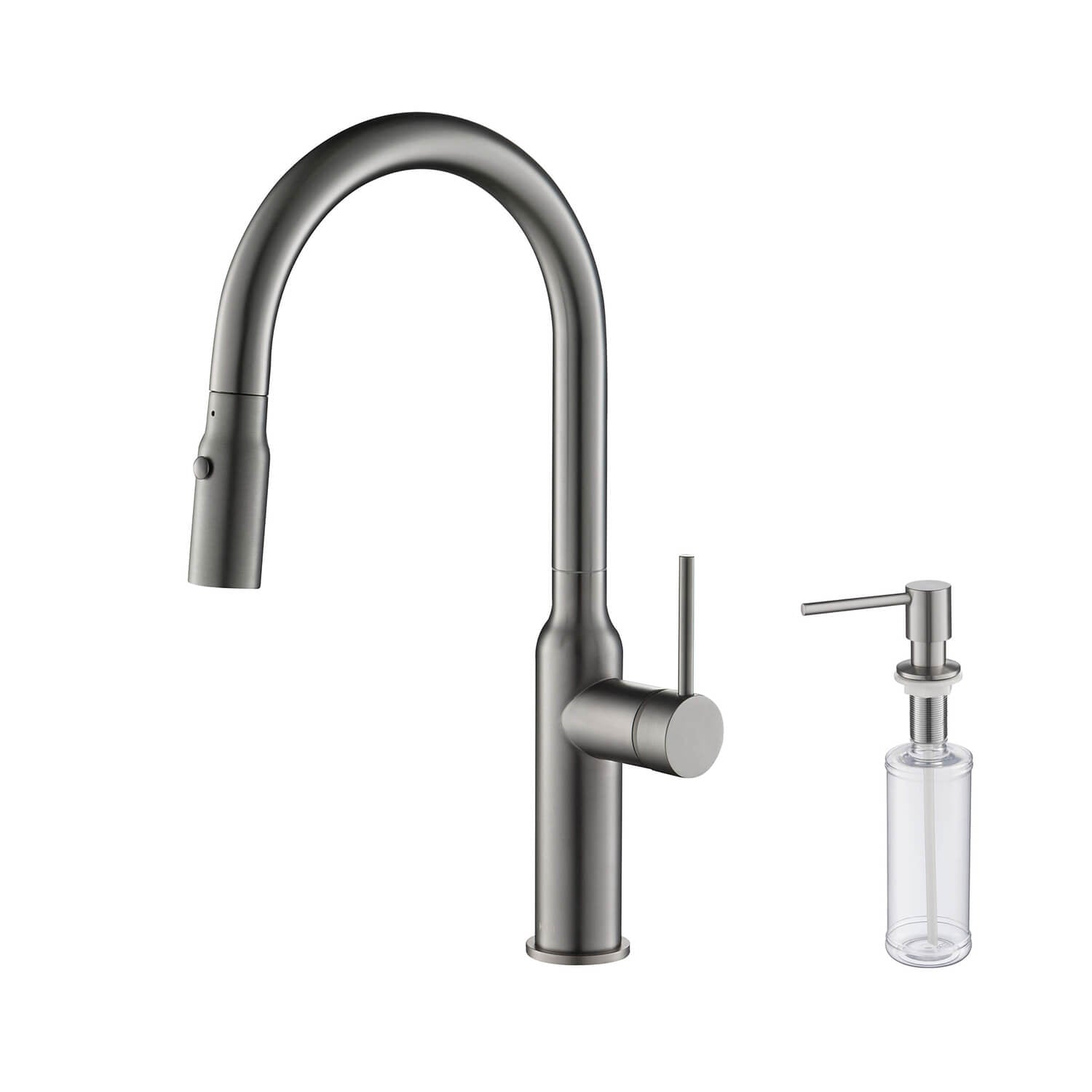 Kibi Hilo Single Handle High Arc Pull Down Kitchen Faucet in Titanium Finish - KKF2008TT