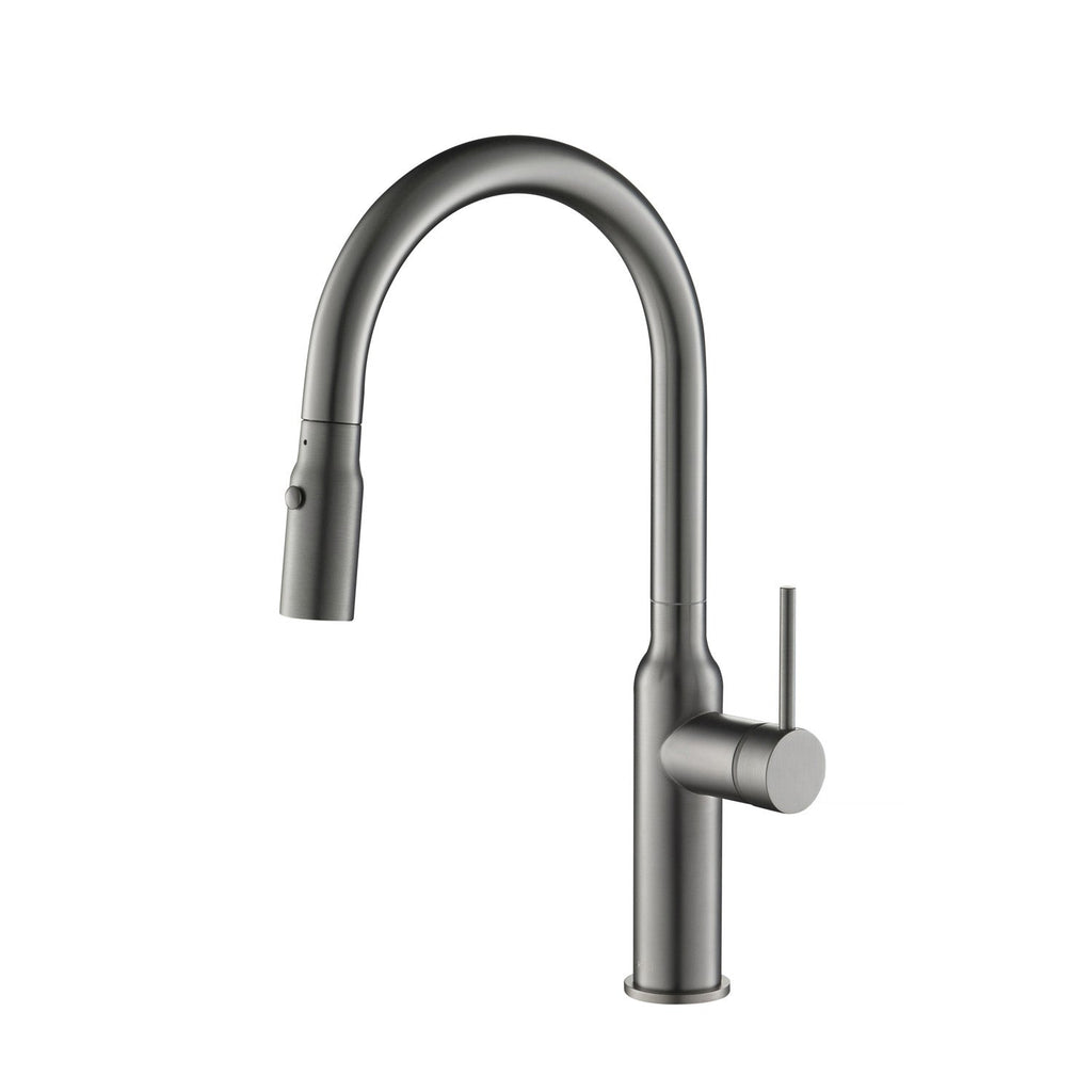 Kibi Hilo Single Handle High Arc Pull Down Kitchen Faucet in Titanium Finish - KKF2008TT